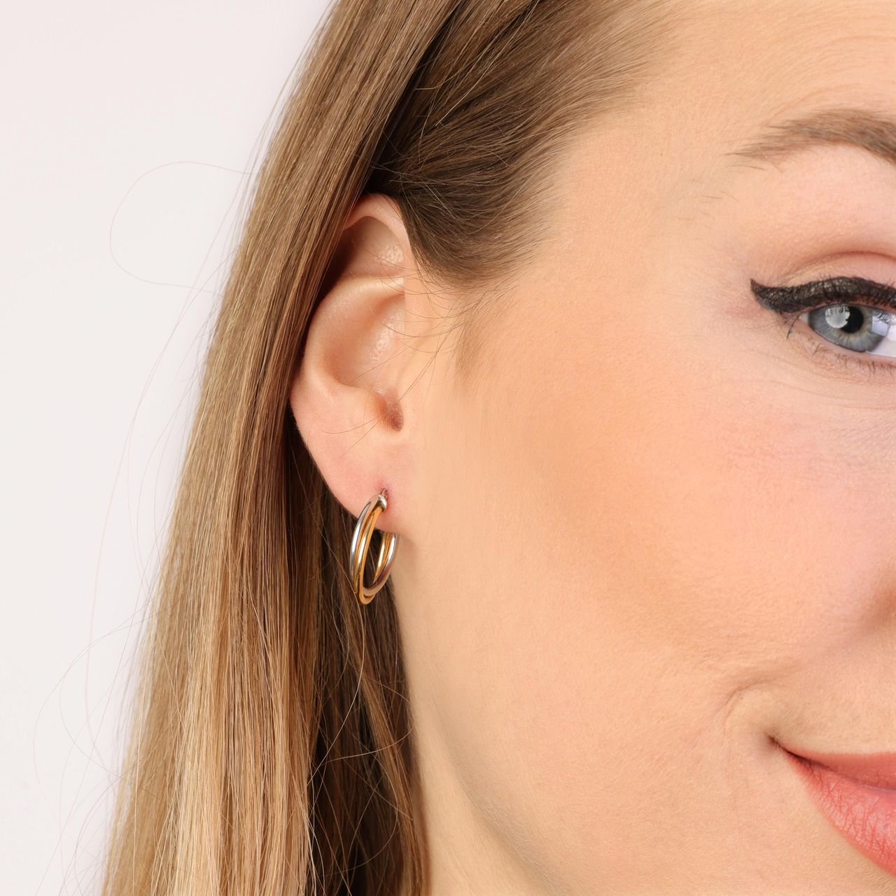 9 Karaat bicolor oorbellen rond