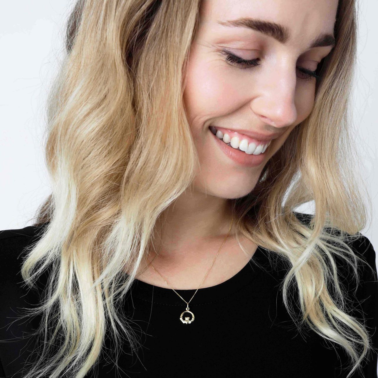 9 Karaat ketting met hanger claddagh