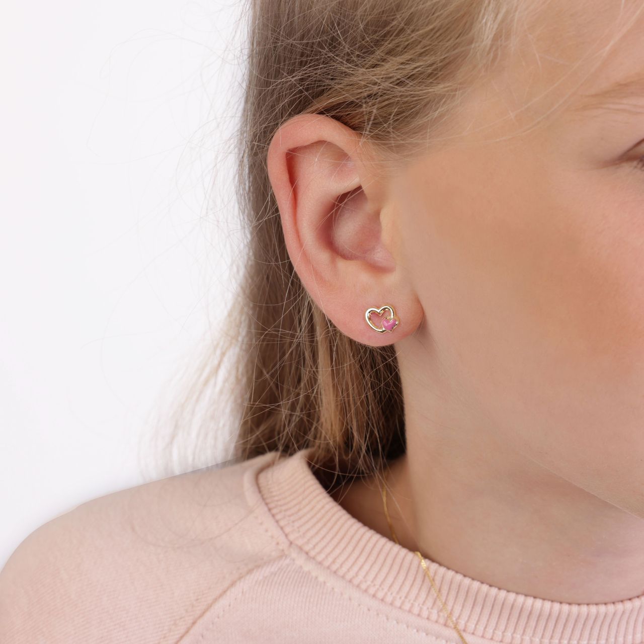 9-karätige Ohrstecker rosa Herz