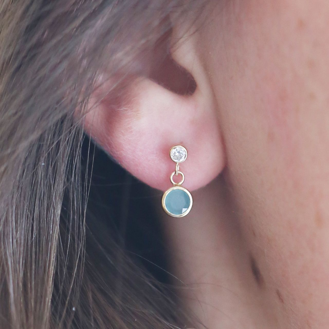 Ohrstecker, 375 Gold, Zirkonia in Weiß und Blau
