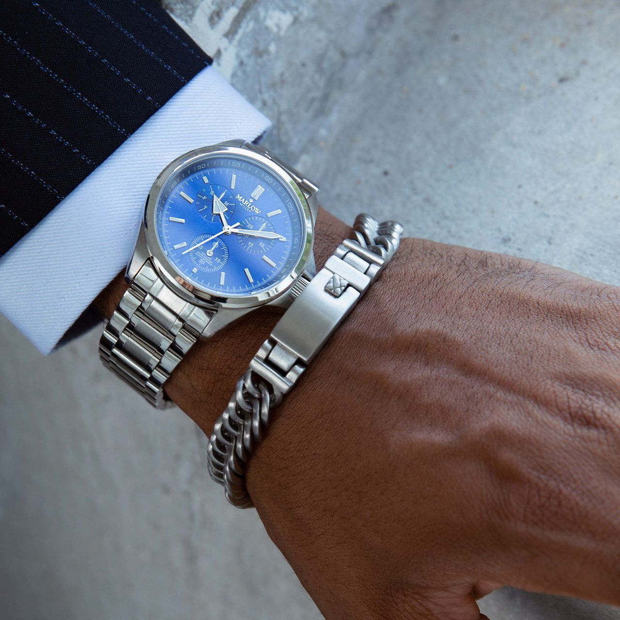 Stainless steel armband mat met gourmetschakel