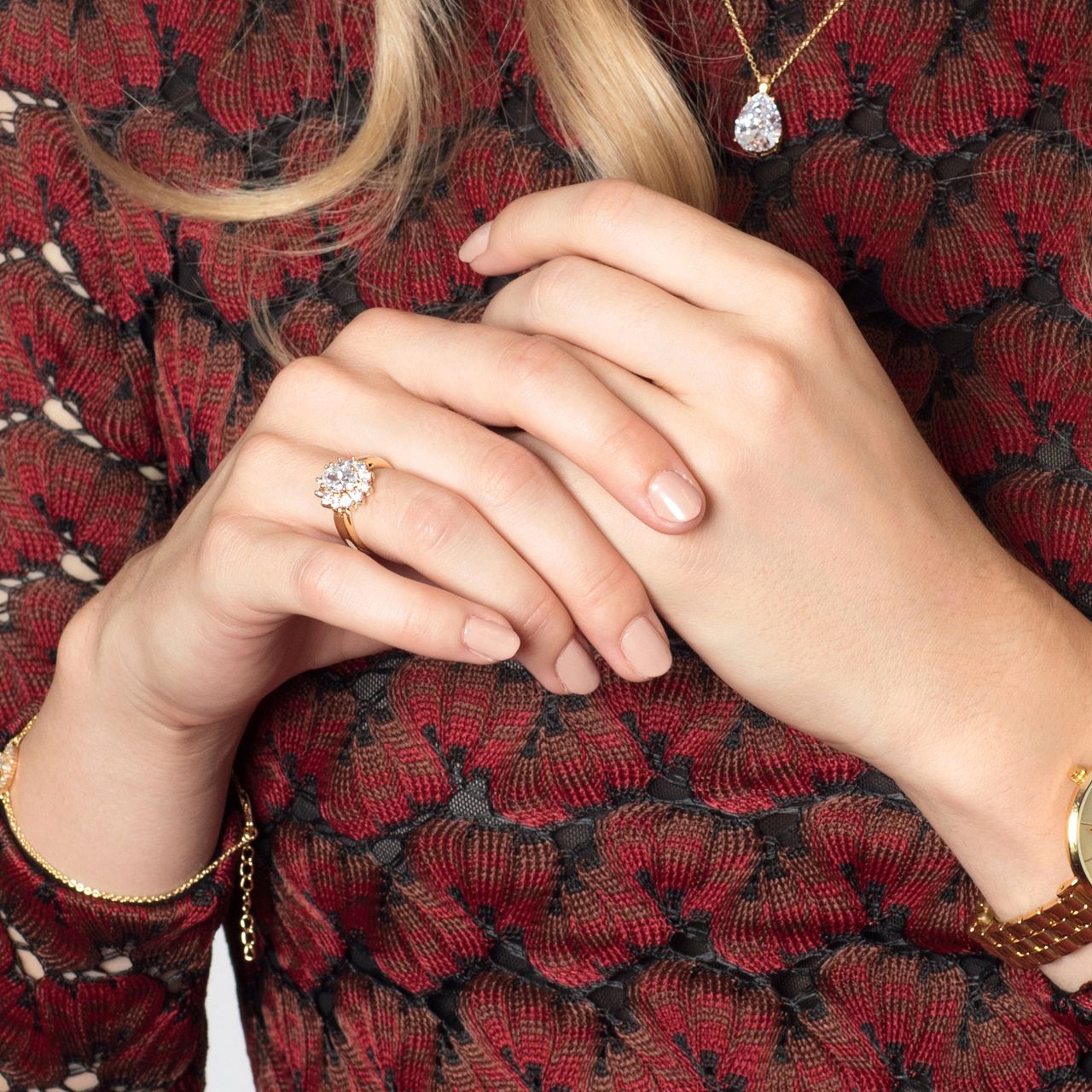 Goldplated ring met zirkonia voor dames