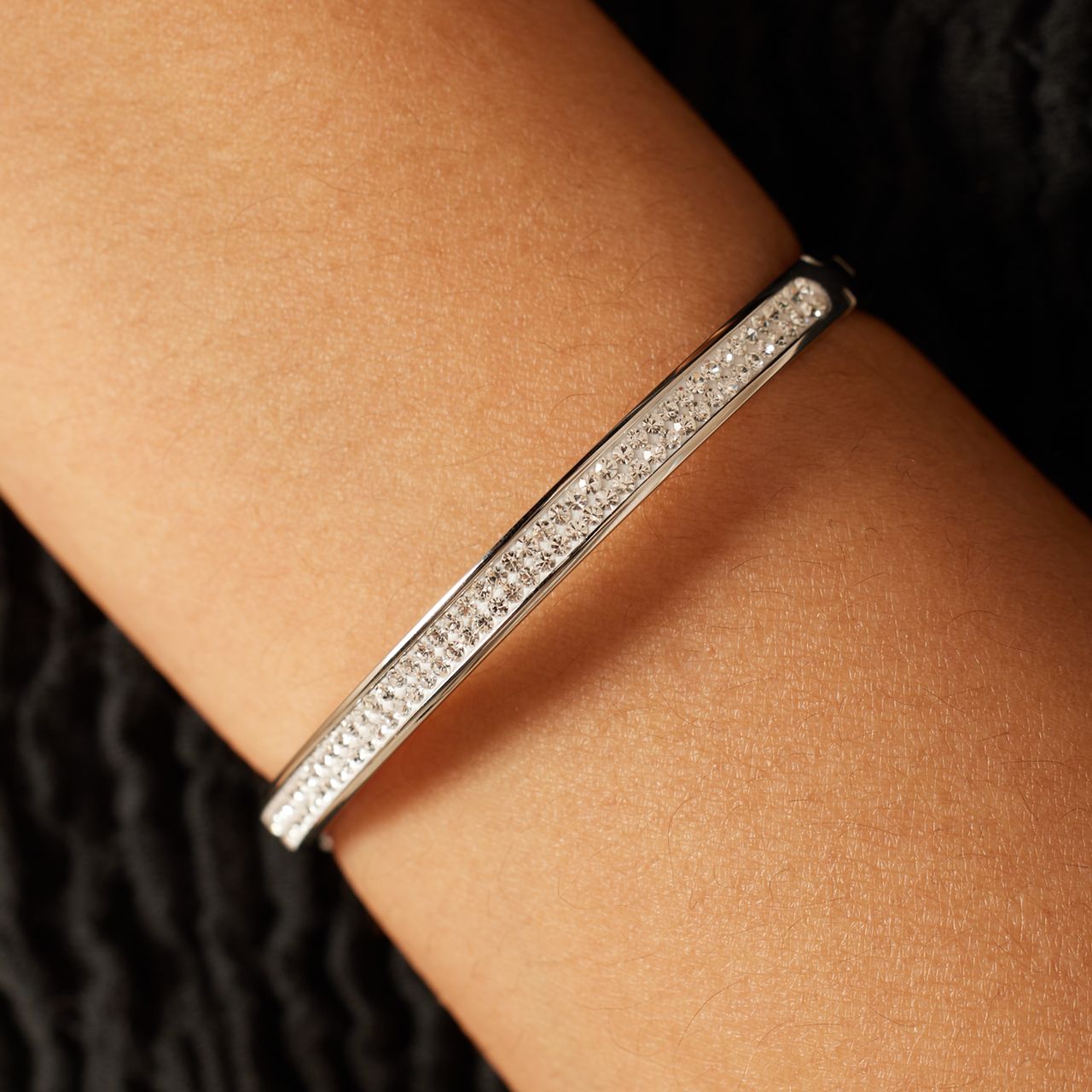 Gerecycleerd stainless steel kinderarmband wit kristal