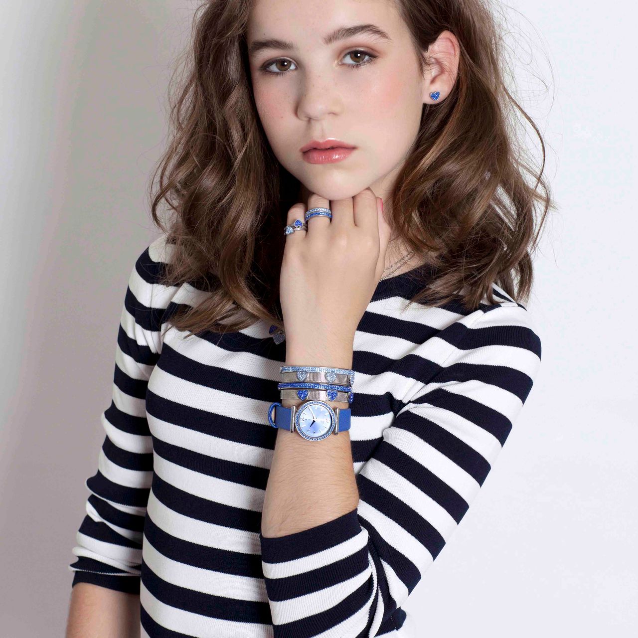 Gerecycleerd stalen kinderarmband sapphire kristal