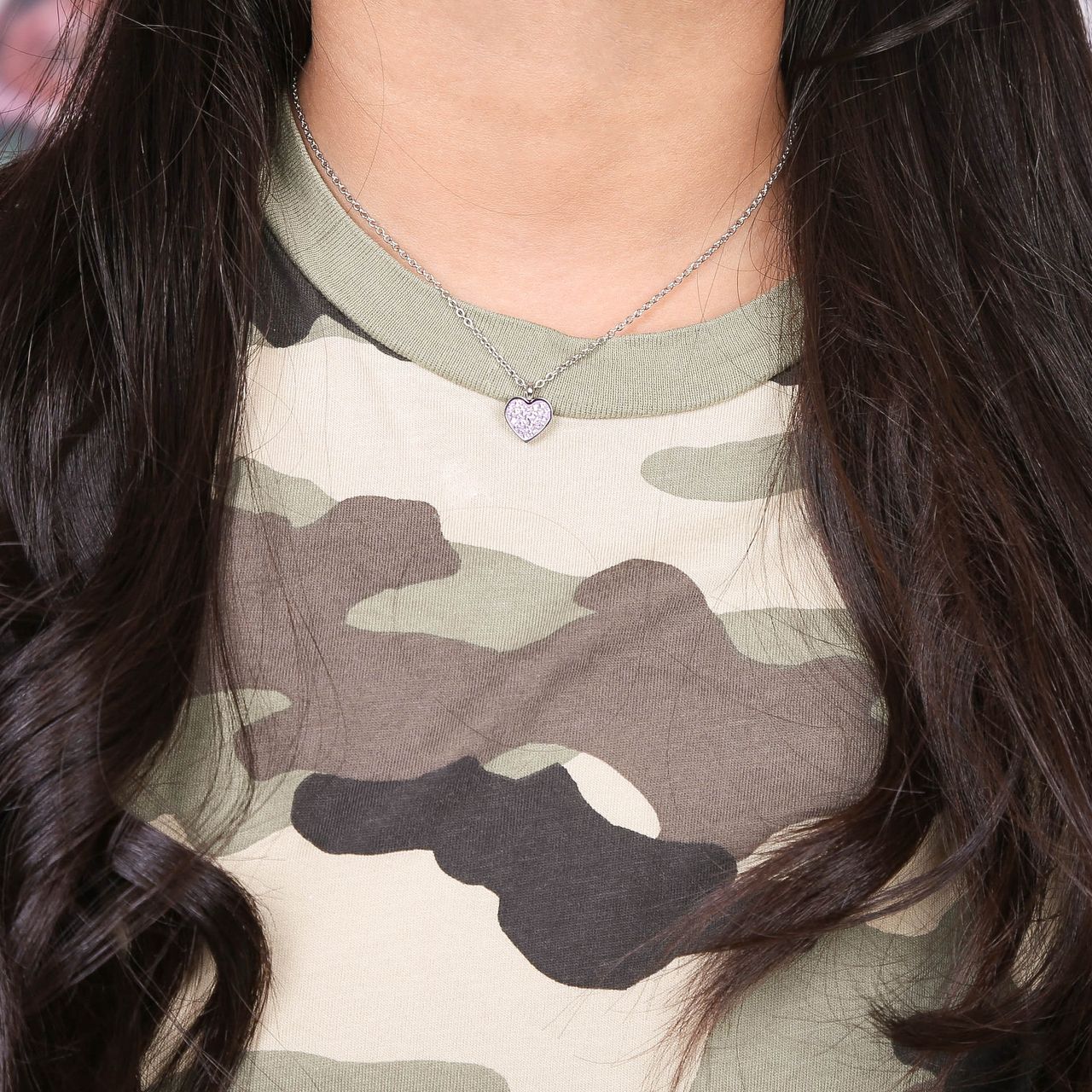 Little Miss Fabulous gerecycled stalen kinderketting hart met violet kristal