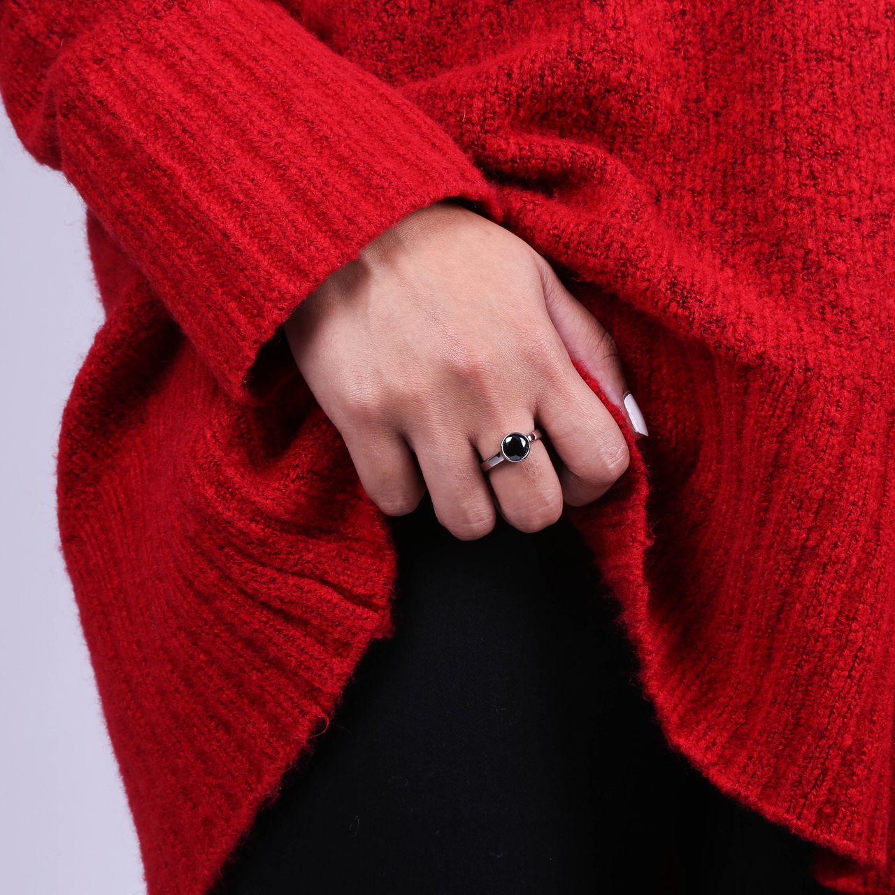 Gerecycled stainless steel ring zwarte met zirkonia