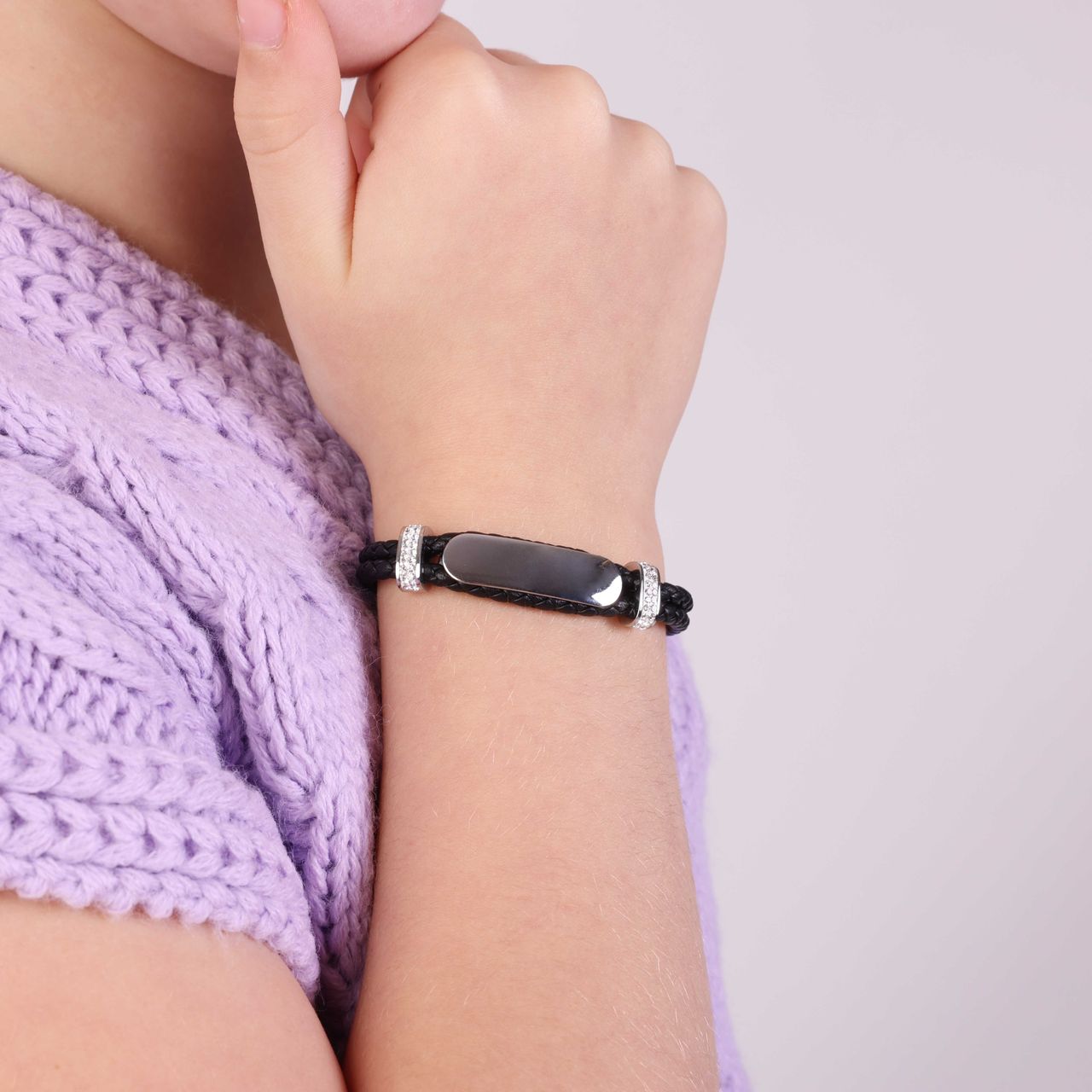 Stainless steel goldplated kinderplaatarmband met kristal