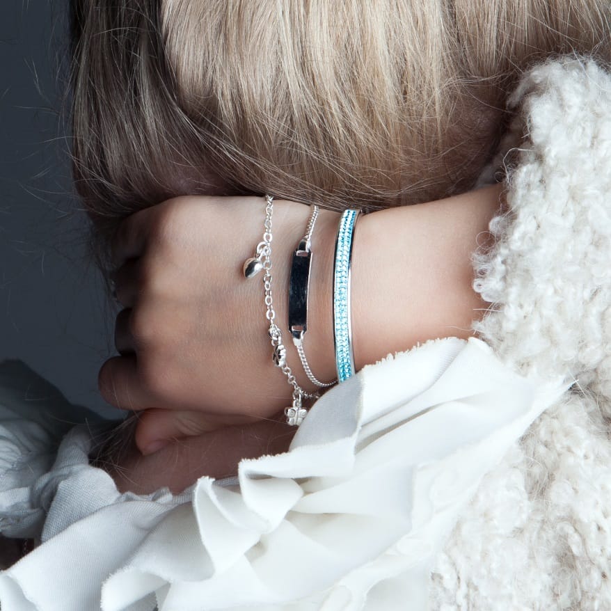 Kinder-Plattenarmband, 925 Silber, mit Gourmetkettenglied