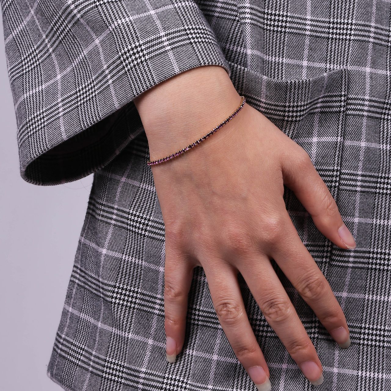 Vergoldetes Armband mit Amethyst-Kristallen