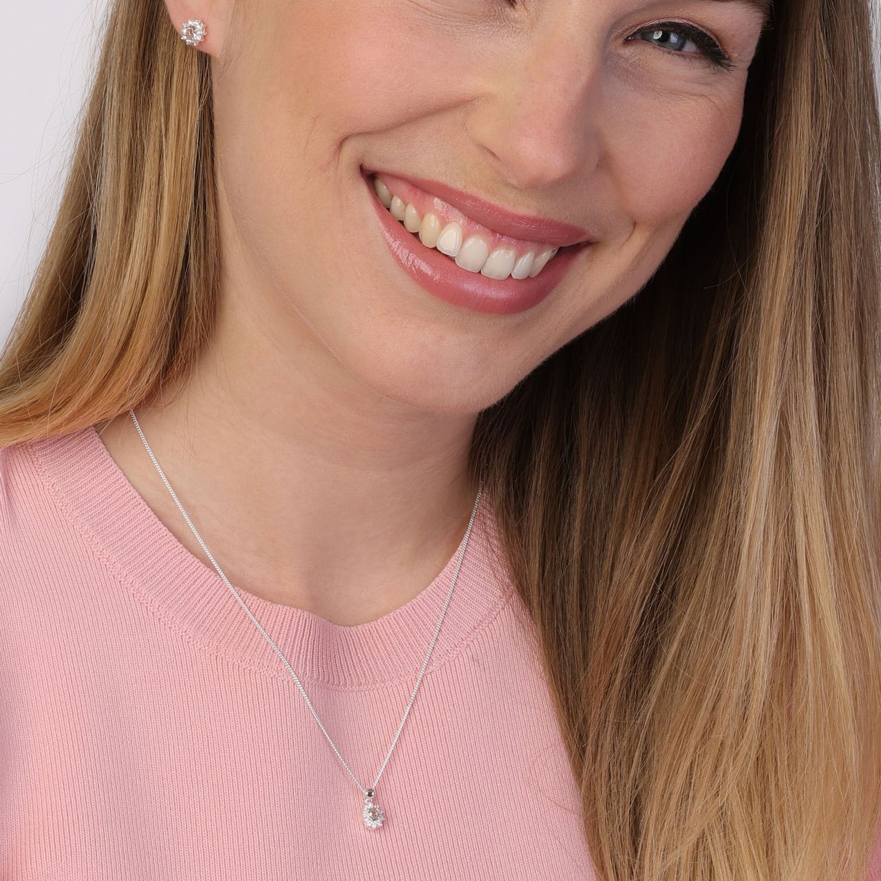 Zilveren ketting&hanger met smokey zirkonia