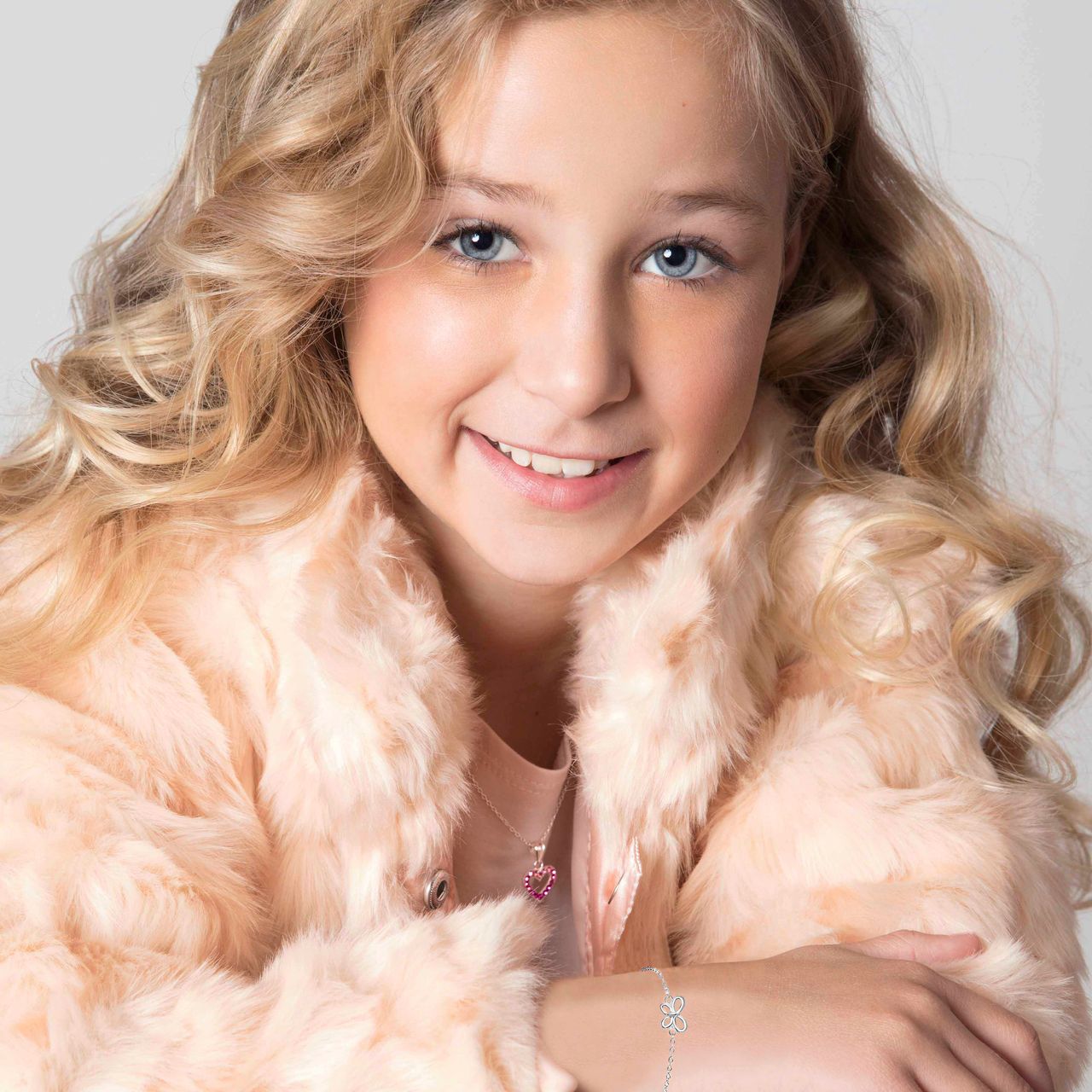 Zilveren kinderketting hart fuchsia mix kristal