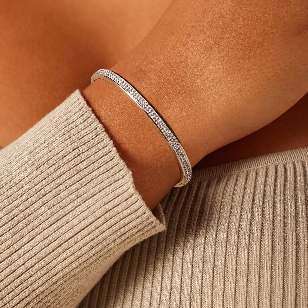 Gerecycleerd stainless steel armband bangle met kristal