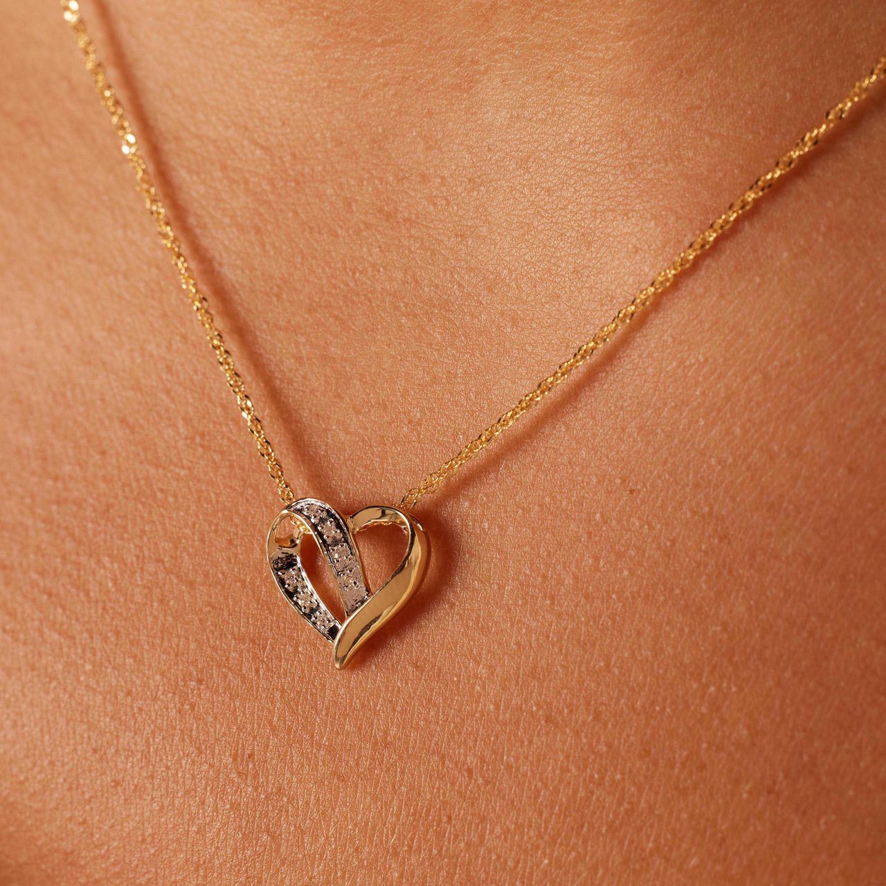 14 karaat gouden ketting hanger hart 1036836 diamanten 0,03ct voor dames