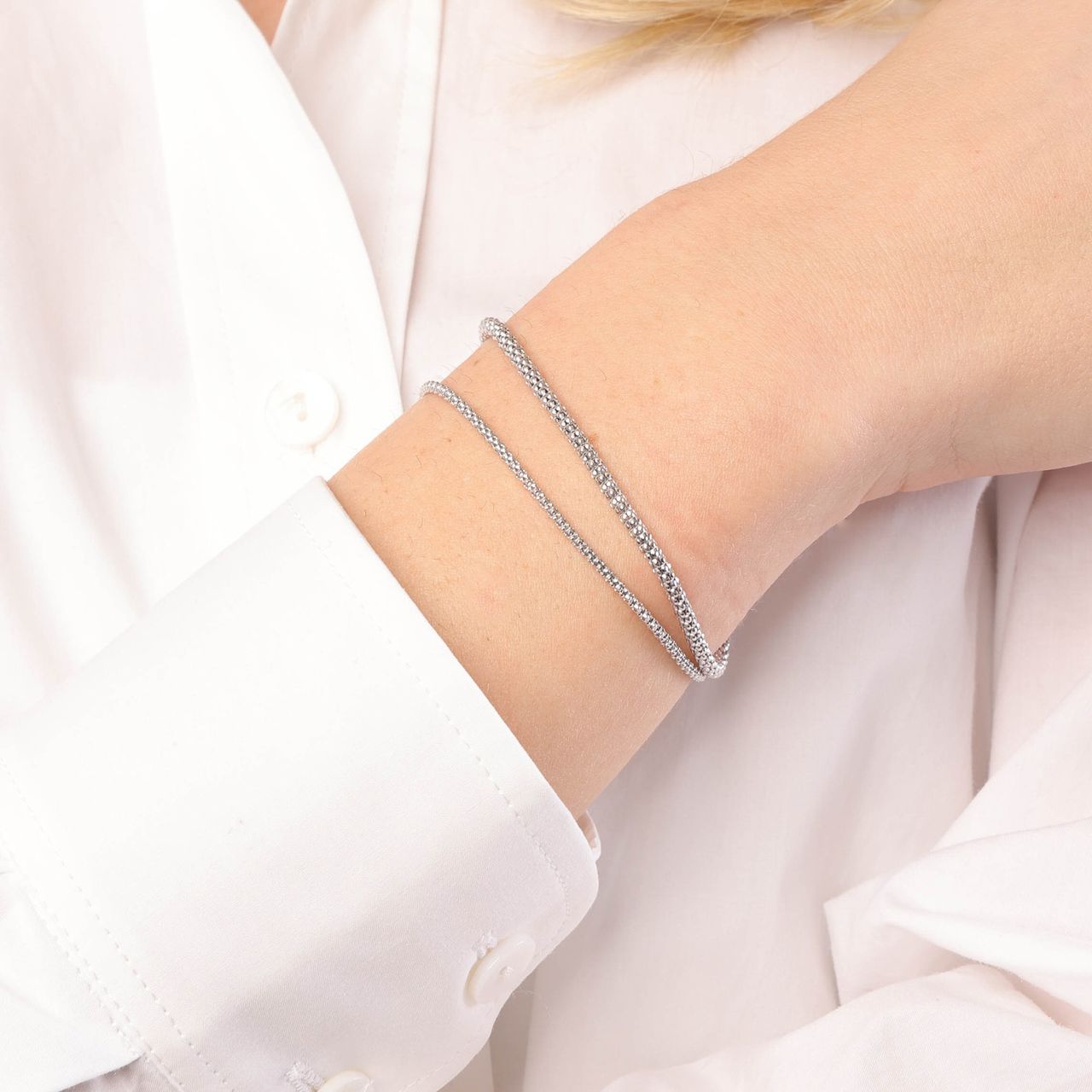 Silberarmband Popcorn 2 mm