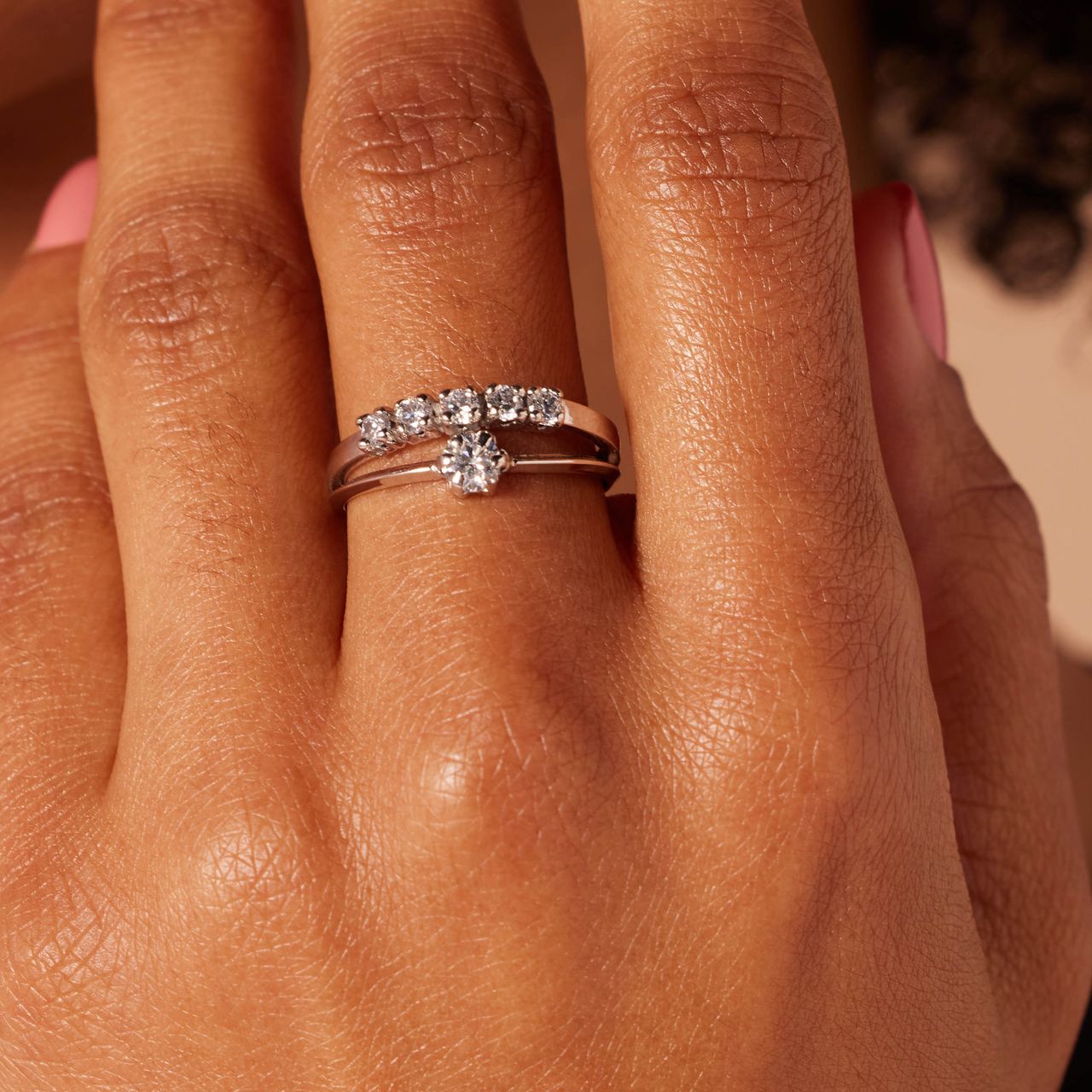 14 Karaat witgouden ring met zirkonia