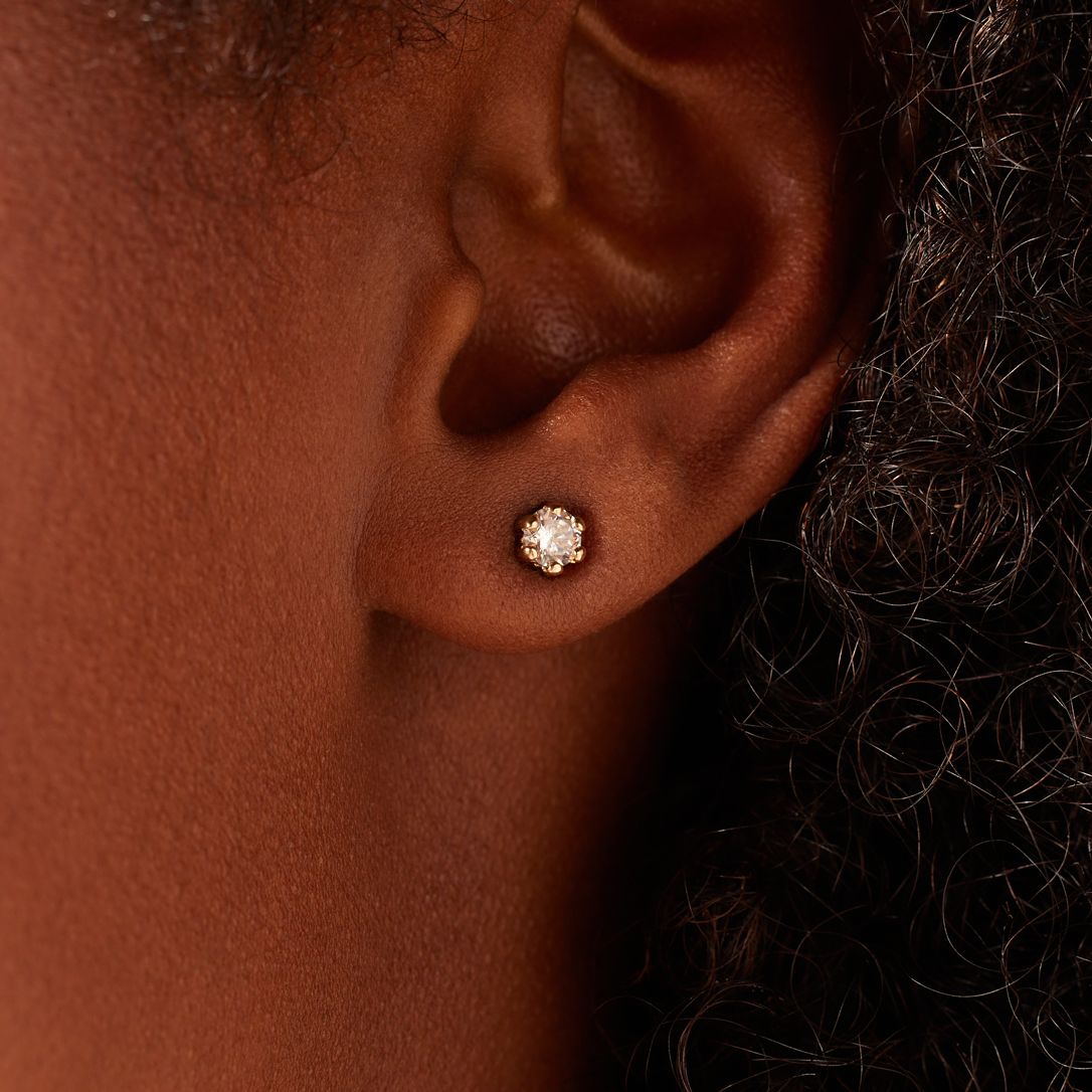 Ohrstecker, 585 Gelbgold, 4 mm, mit Zirkonia