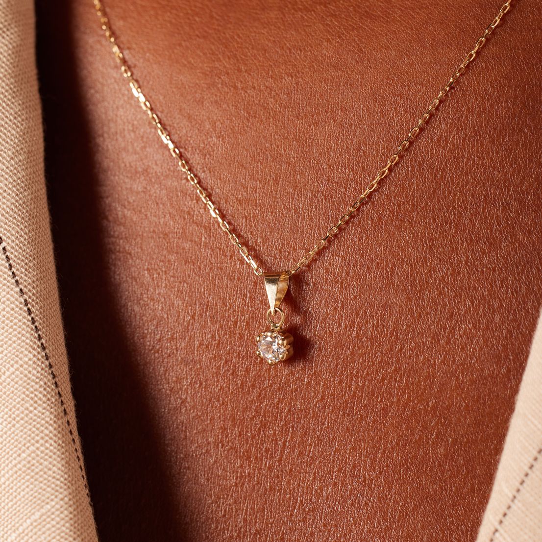 Halskette aus 14 Karat Gelbgold mit Zirkonia