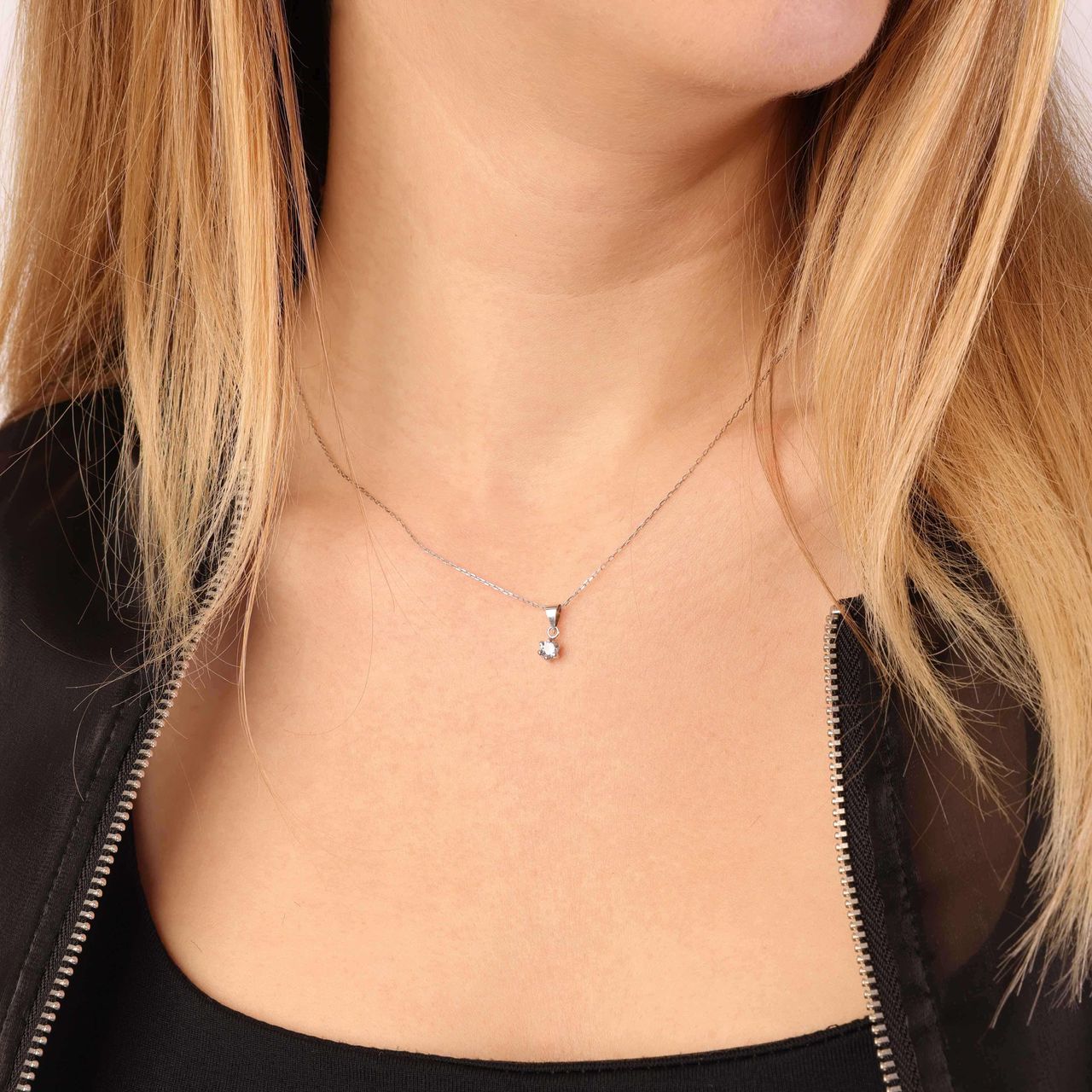 14 Karaat witgouden ketting met zirkonia