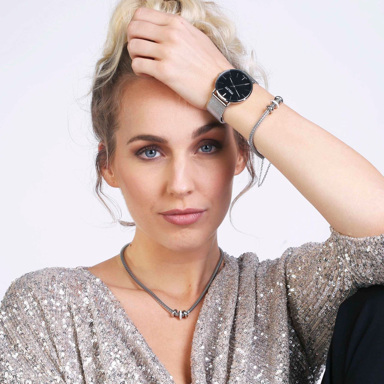 Gerecycled stalen ketting mesh met kristal