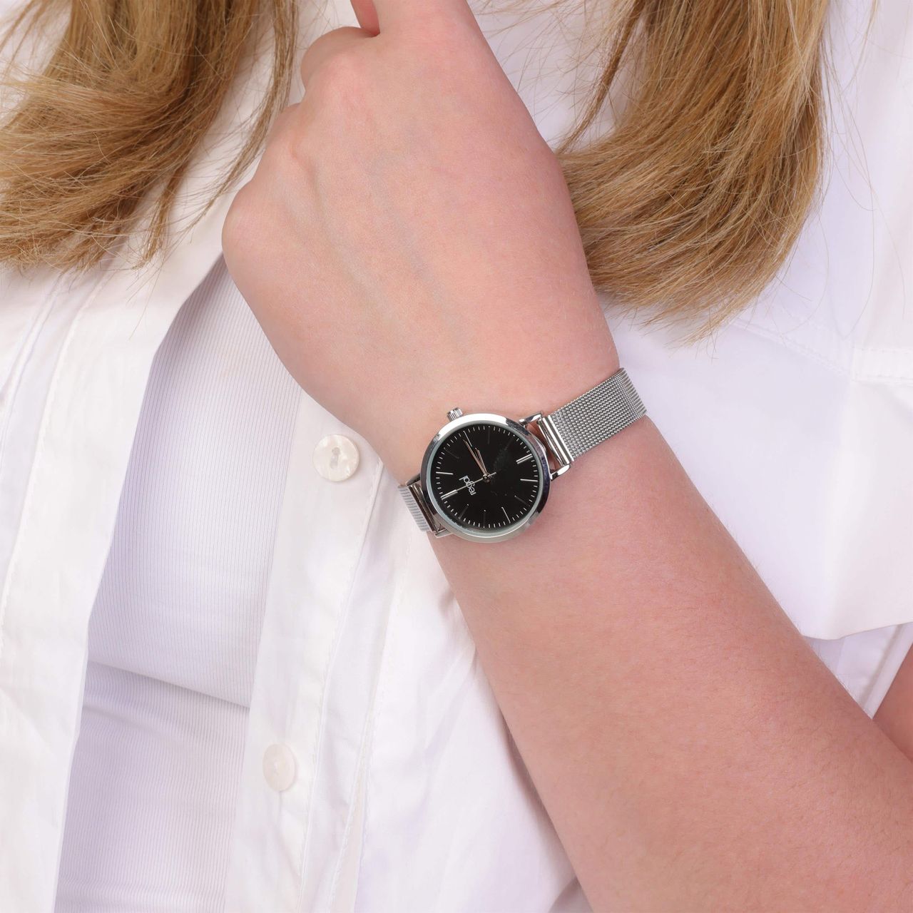 Regal mesh horloge met zilverkleurige band