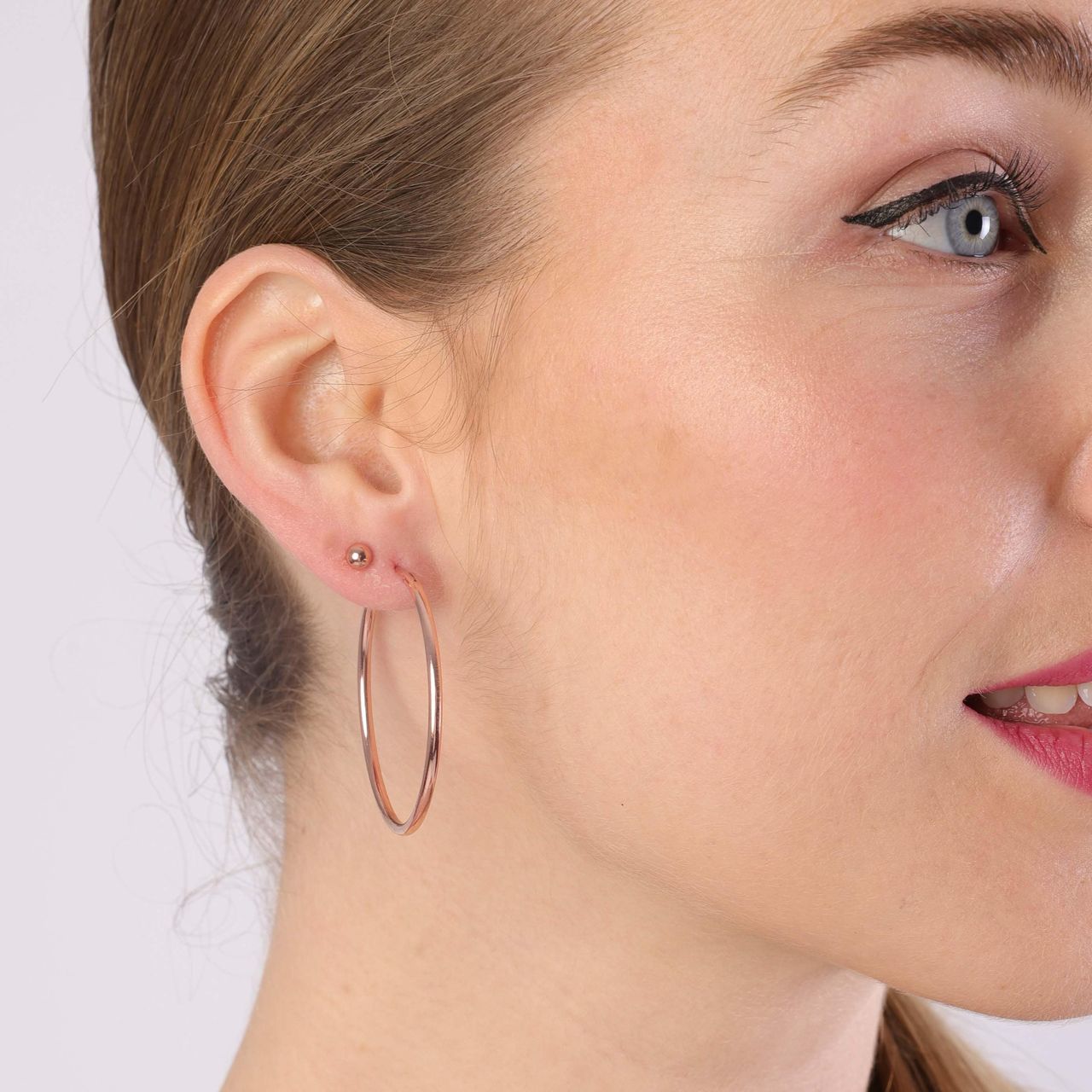 Zilveren oorknoppen bol roseplated 4mm voor dames