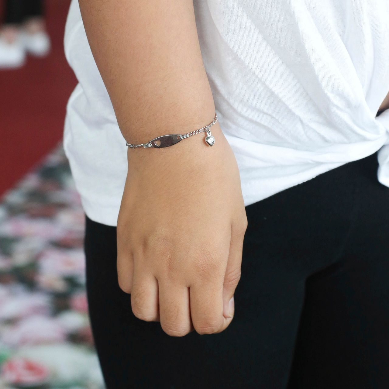 Kinderplattenarmband, 925 Silber, Herz