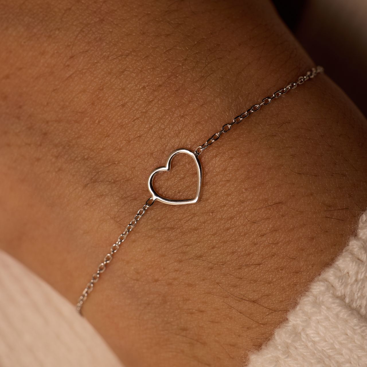 Armband aus 925er Silber, offenes Herz