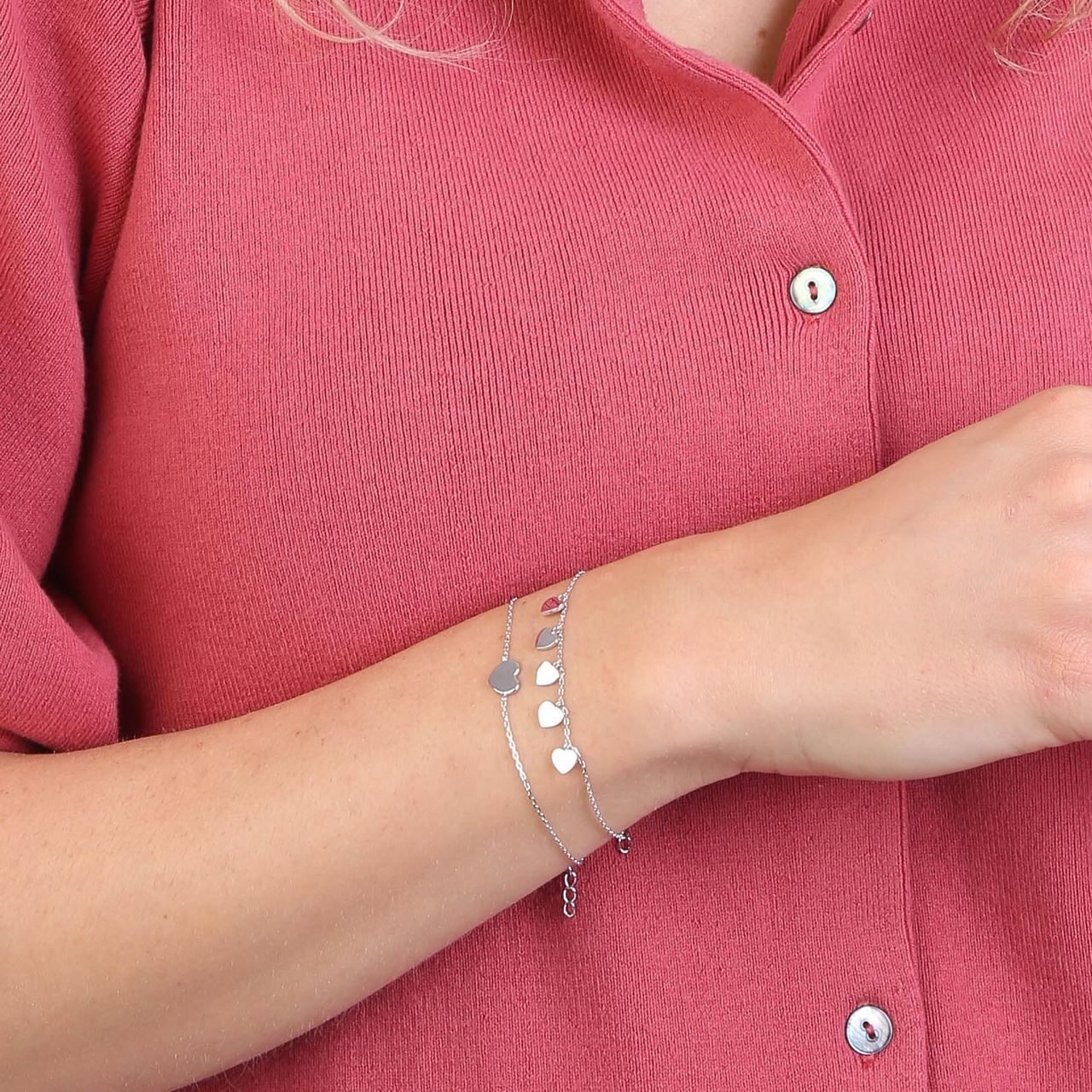 Silberarmband Herz rhodiniert