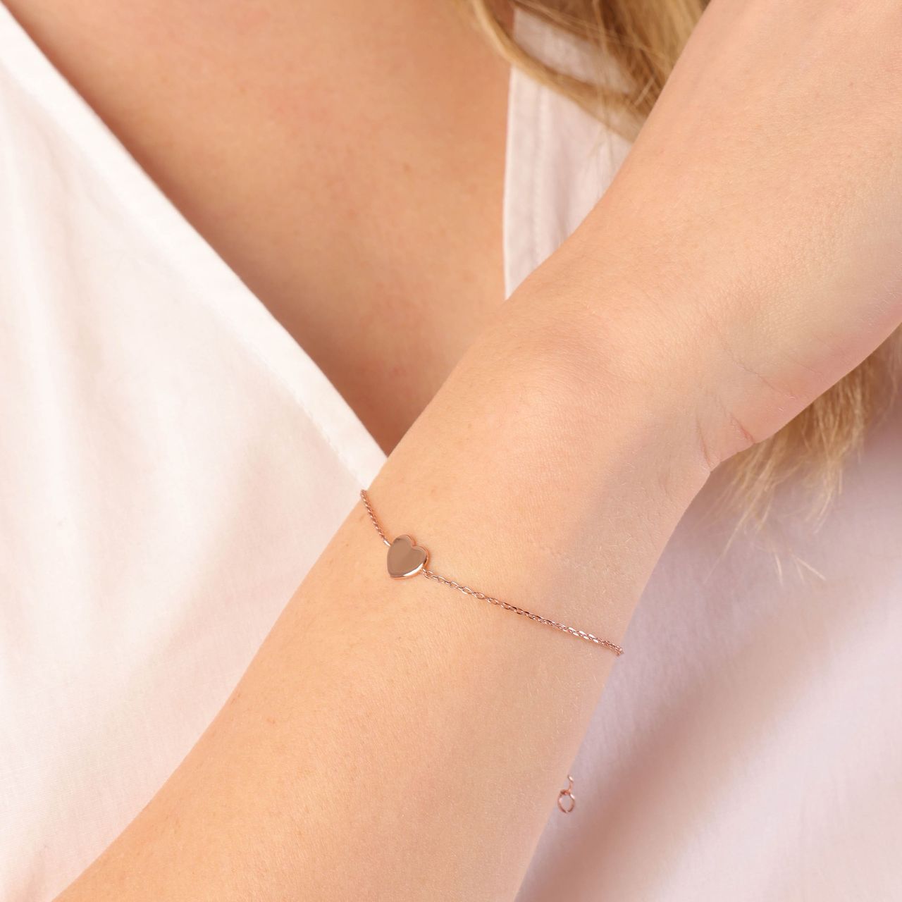 Silberarmband Herz rotvergoldet