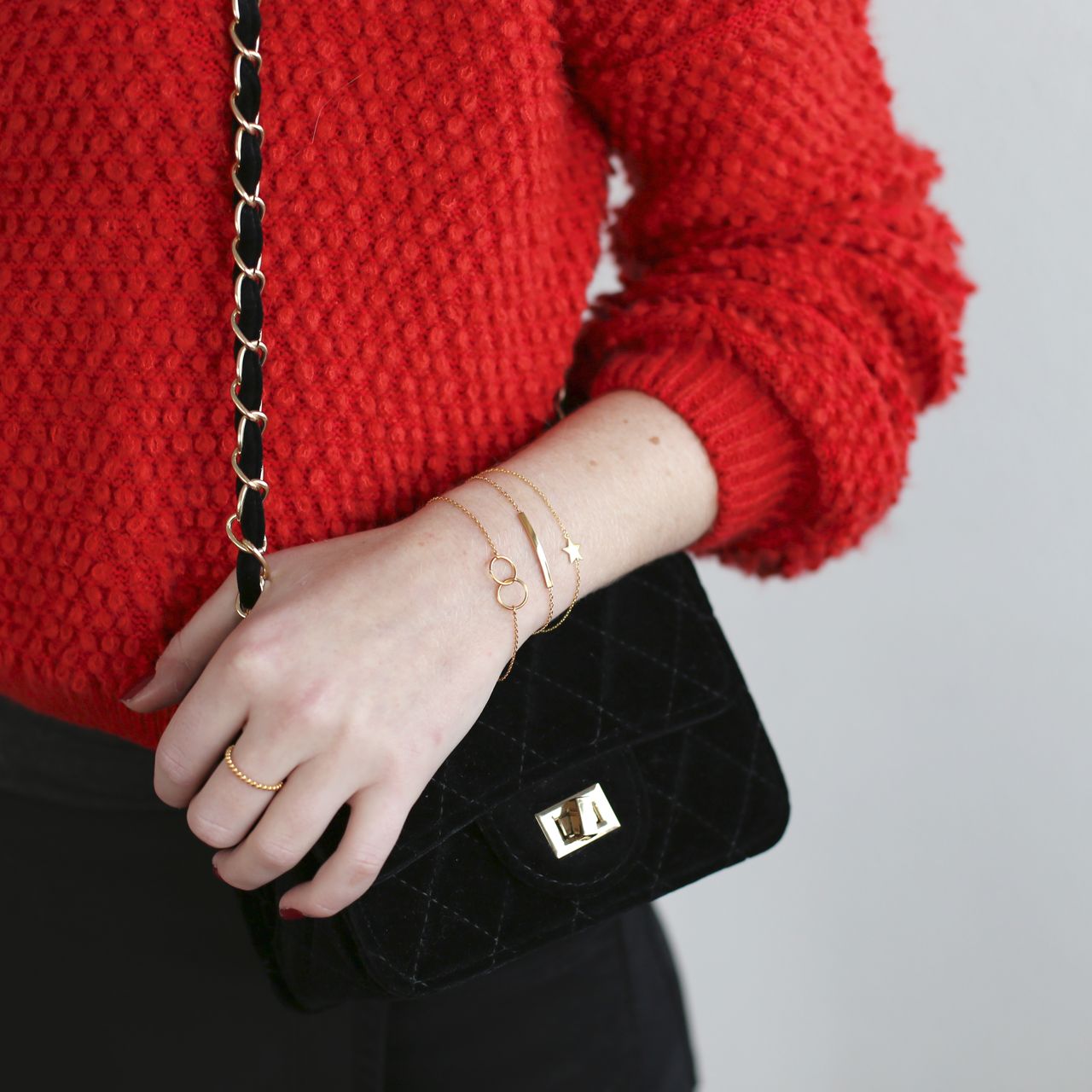 Zilveren goldplated schakelarmband met ster voor dames