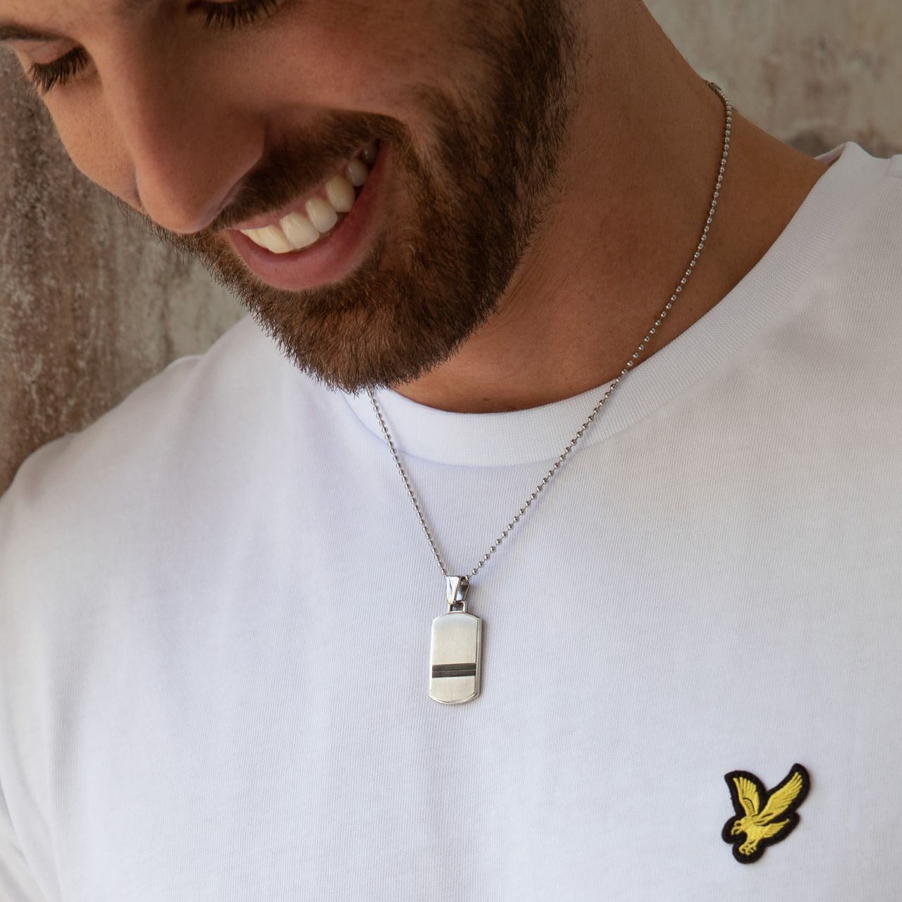 Gerecycled stainless steel ketting met hanger plaat voor heren