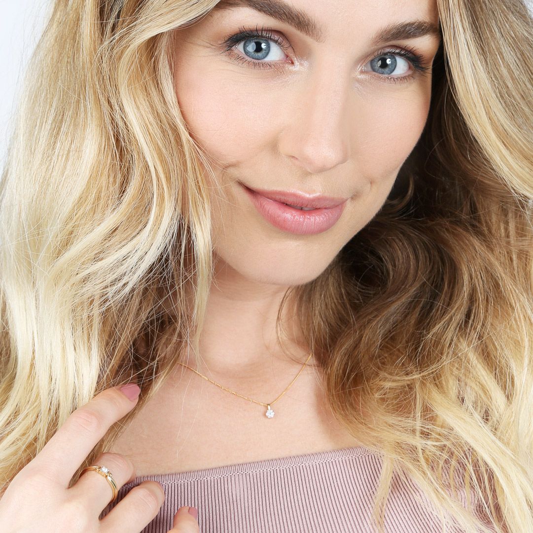 14 Karaat geelgouden ketting met diamant 0,10ct