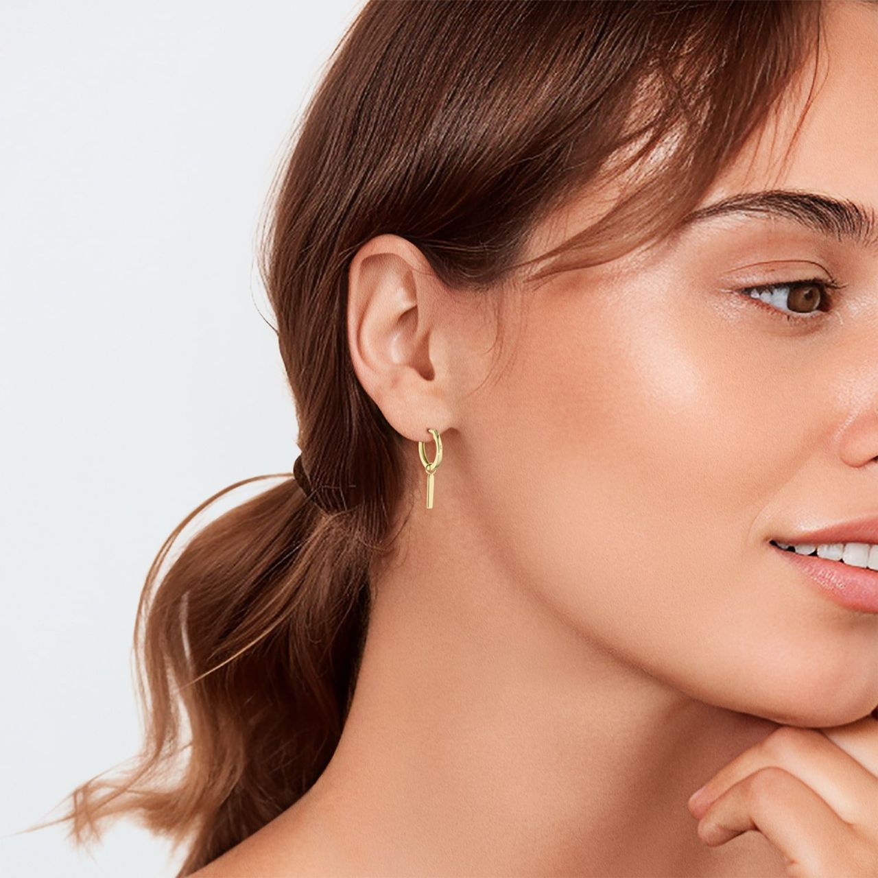 Zilveren oorringen goldplated bar voor dames