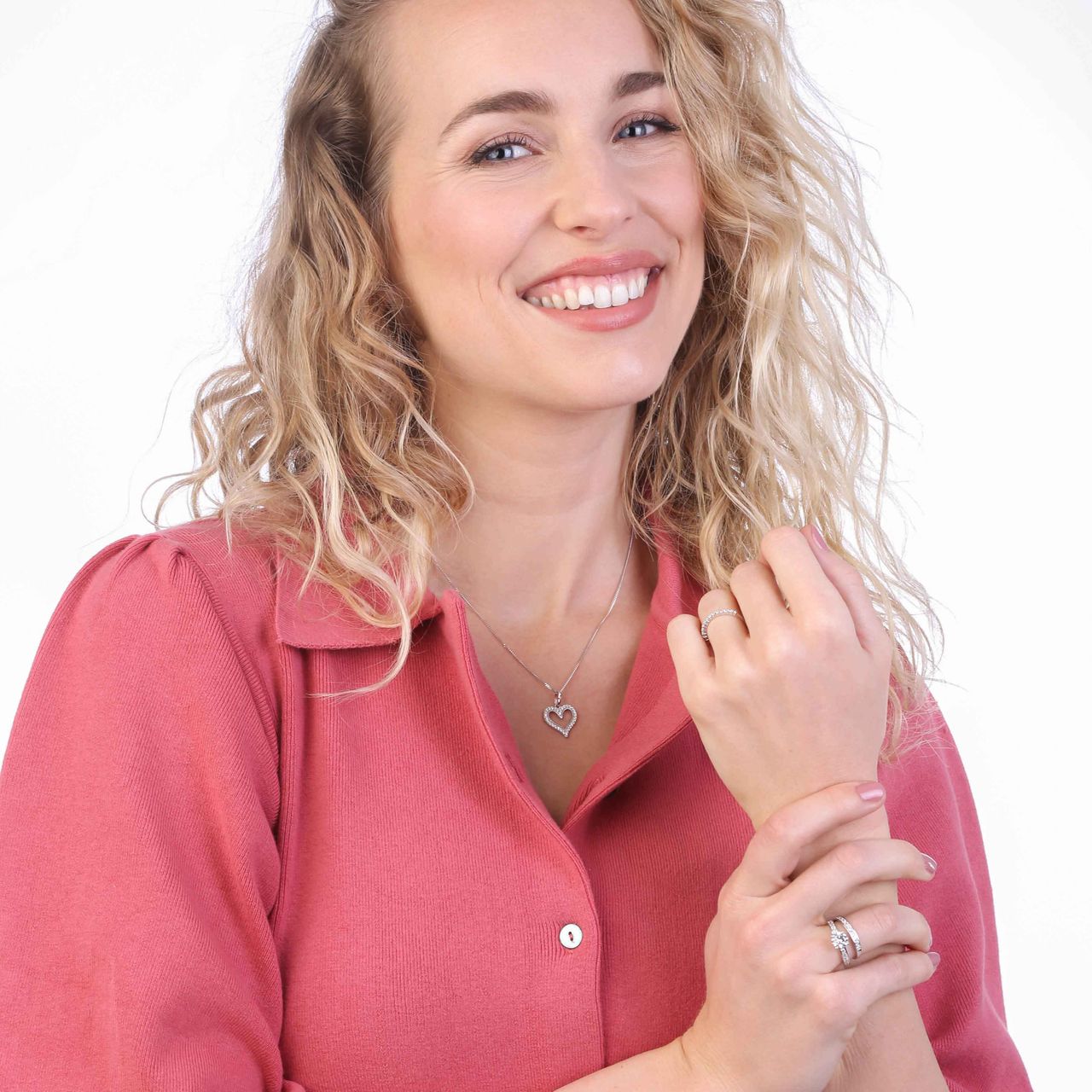 Zilveren ketting rhodiumplated met hart zirkonia