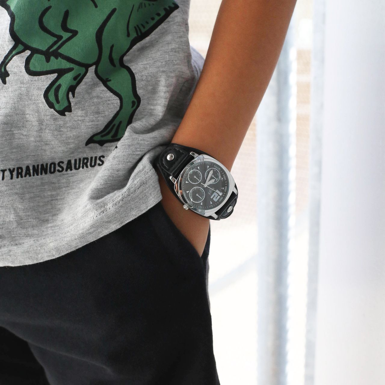 Regal Kinder Horloge Zwart PU leer