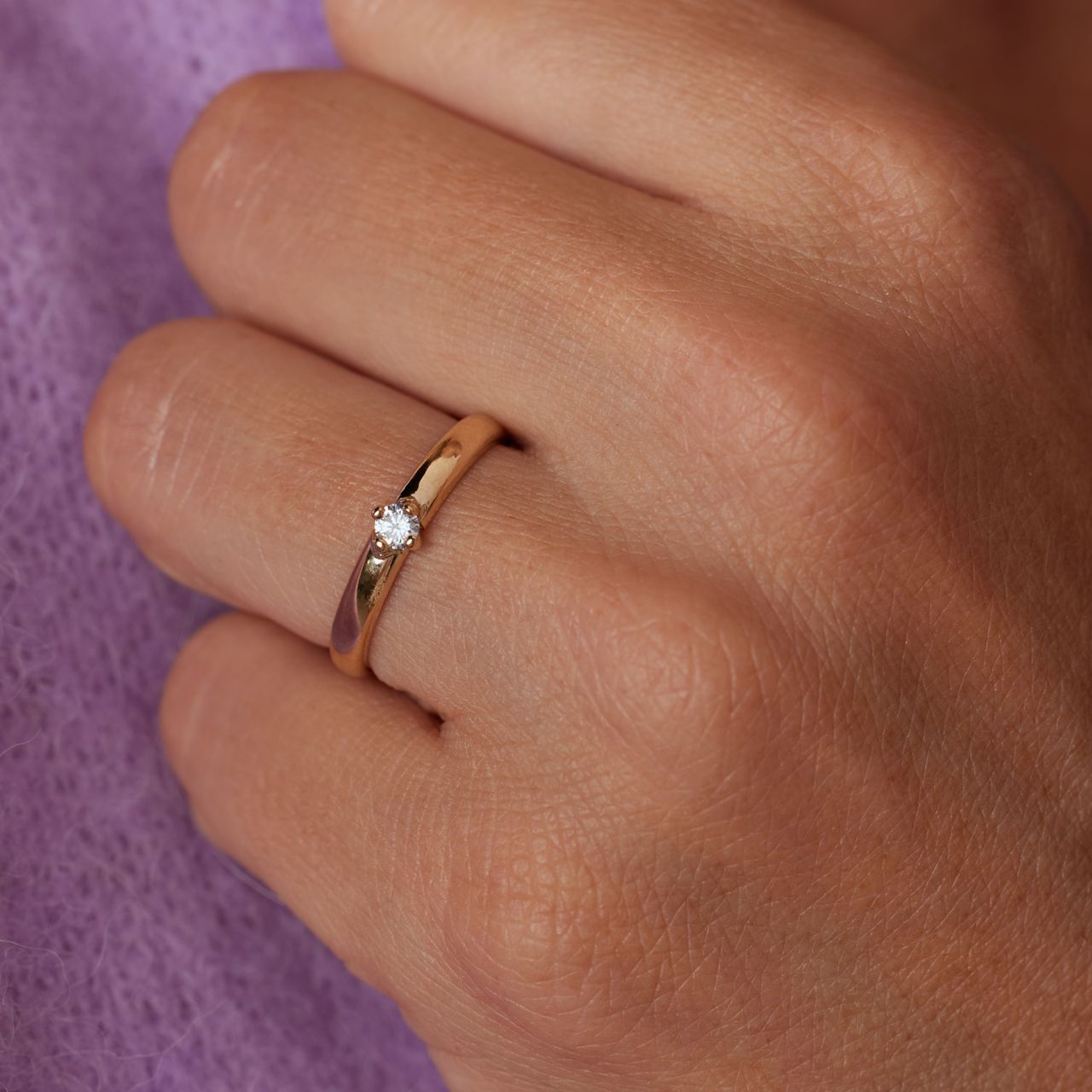 Solitär-Ring, 585 Gelbgold, mit Zirkonia