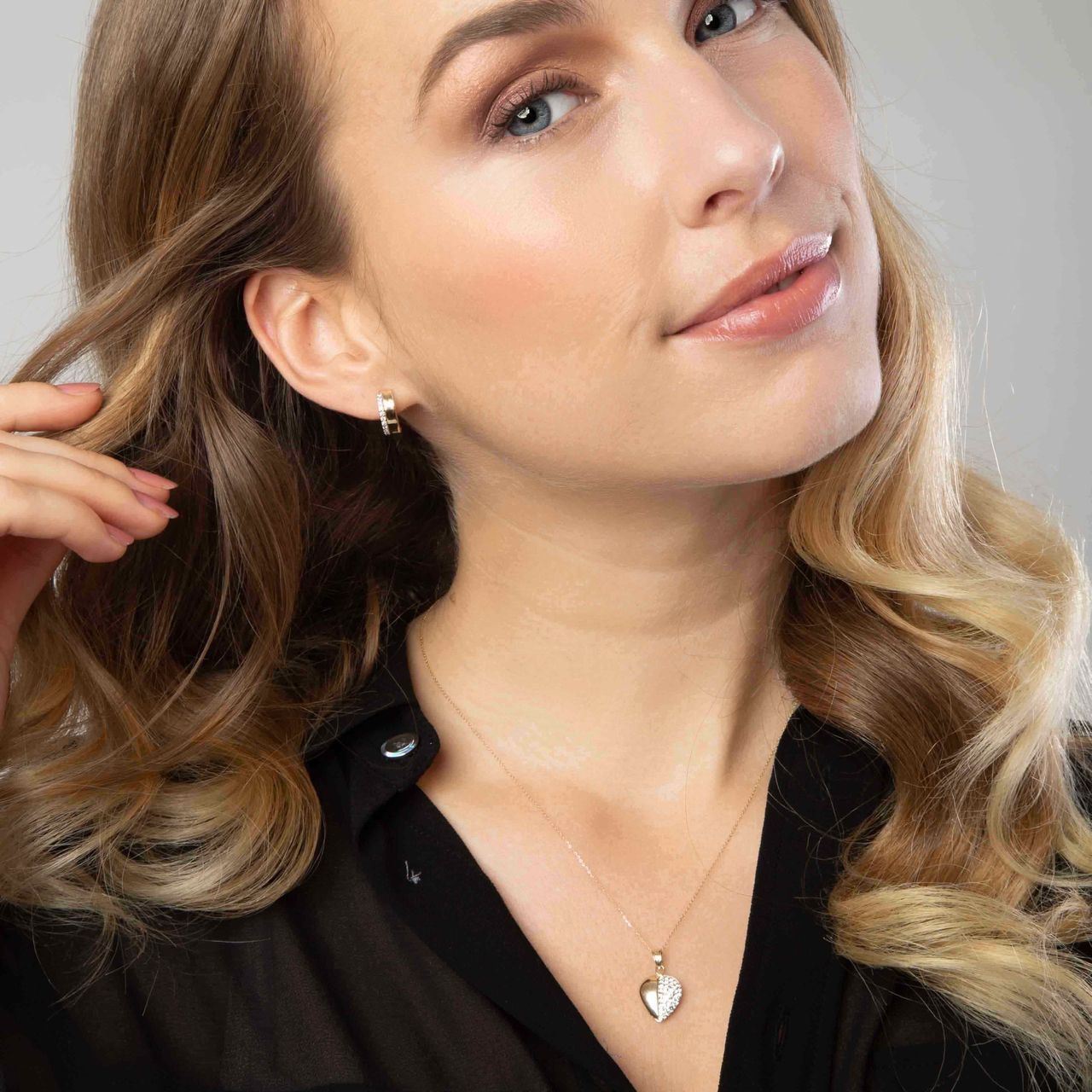 14 Karaat bicolor oorbellen met zirkonia