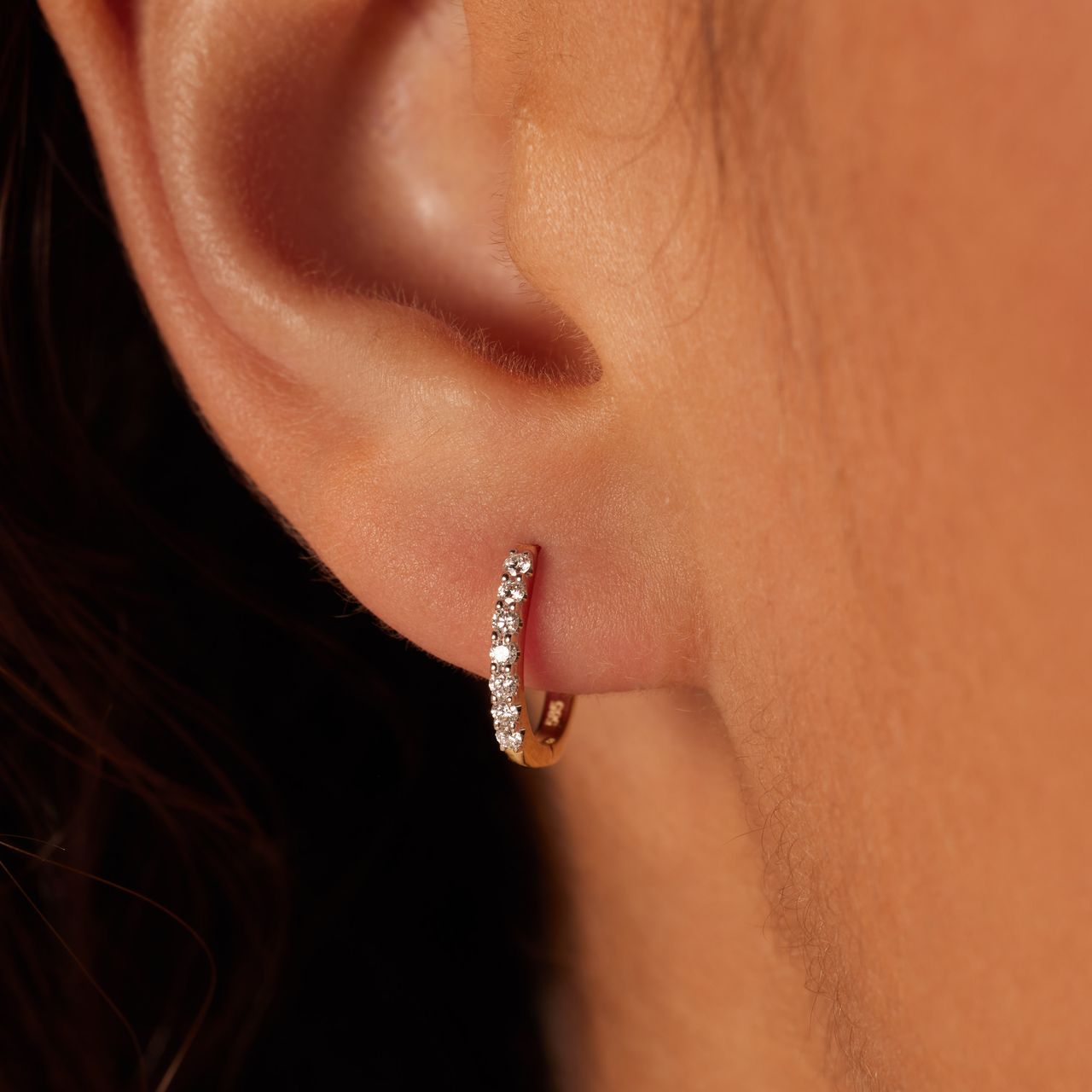 Ohrringe, 585 Gelbgold, mit Diamant 0,15 kt