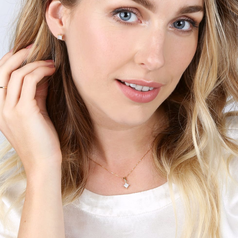 14 Karaat geelgouden ketting met diamant 0,04ct