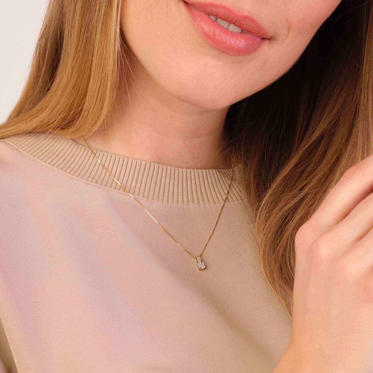 14K geelgouden ketting entourage diamant 0,08ct