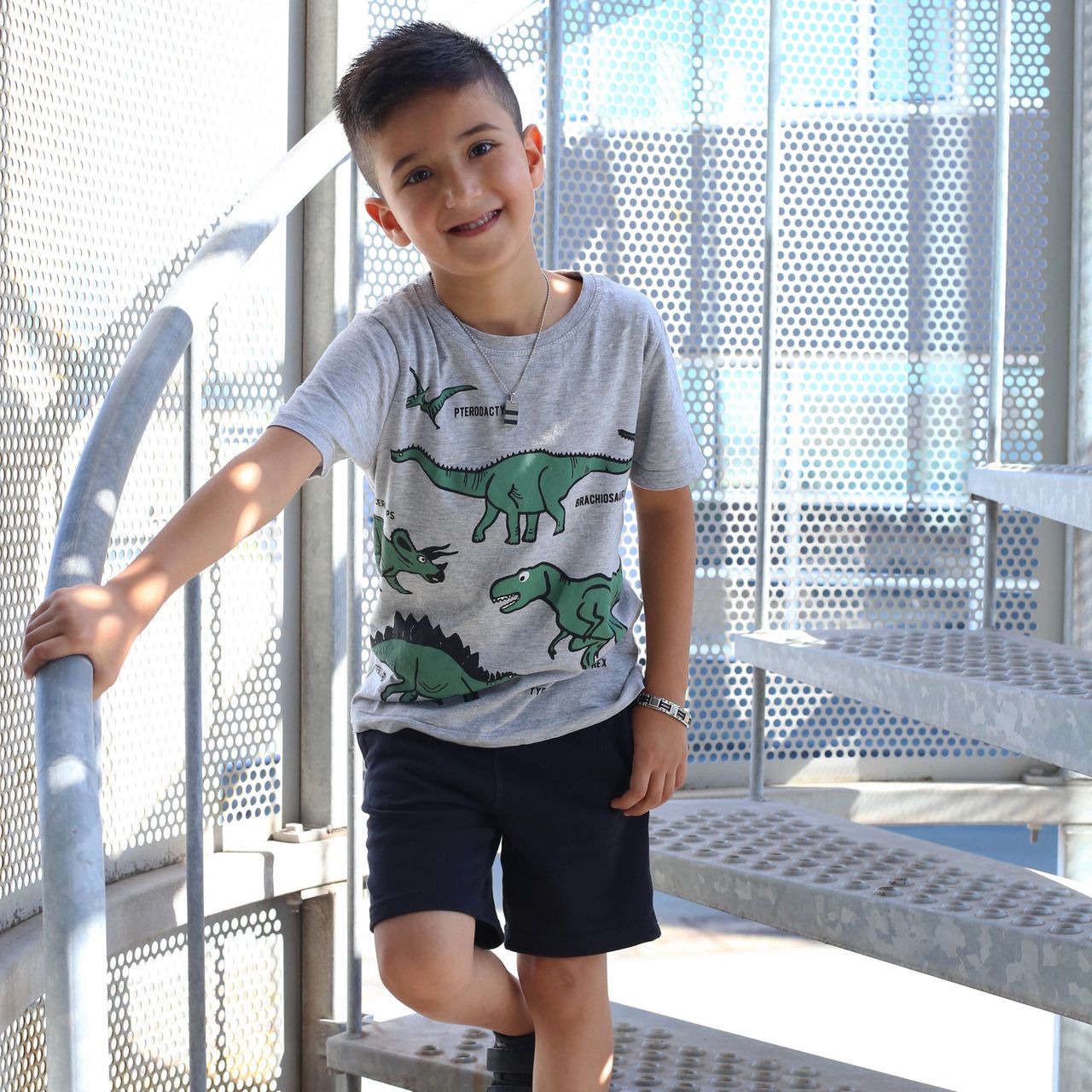 Gerecycleerd stalen set jongens ketting&armband