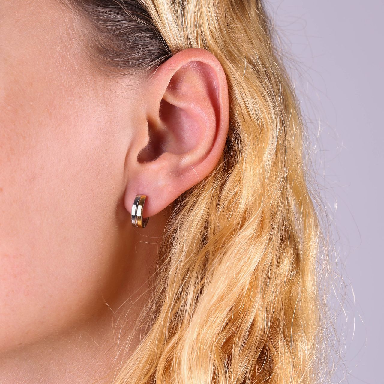 Gerecycled stalen oorbellen staal/gold