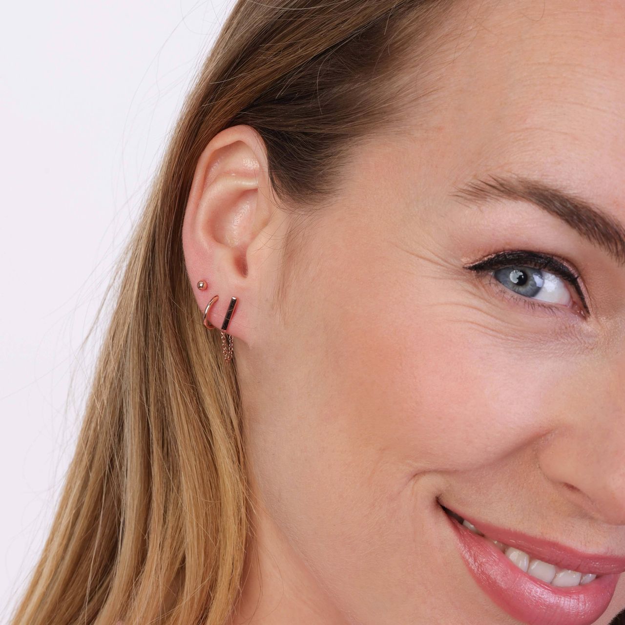 Zilveren set roseplated oorbellen