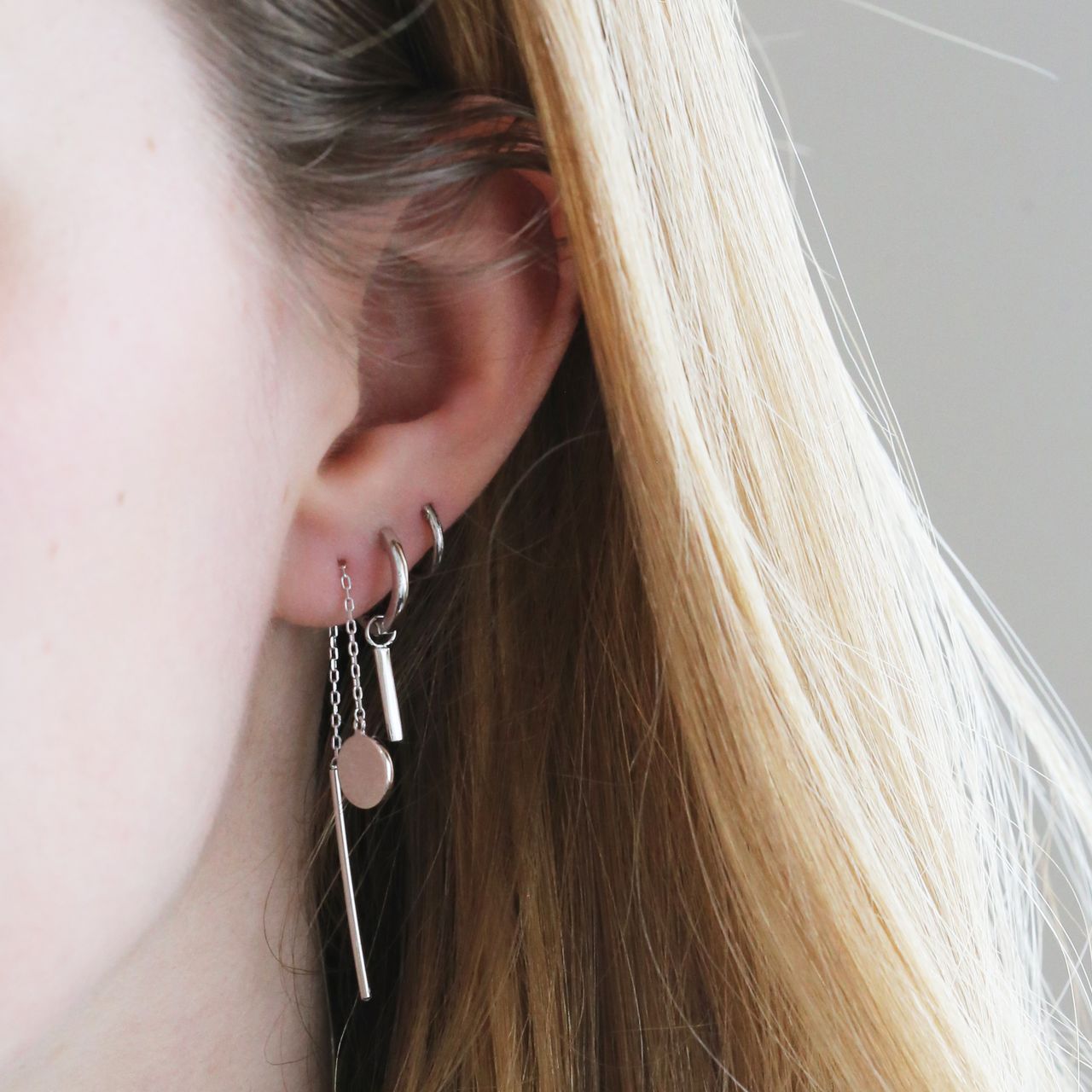 Zilveren set rhodiumplated oorbellen
