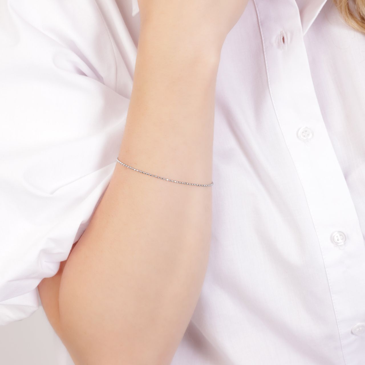 Silber-Armband, rhodiniertes Kugelglied