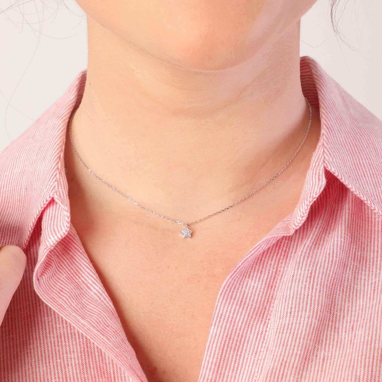Zilveren ketting&hanger galaxy ster zirkonia