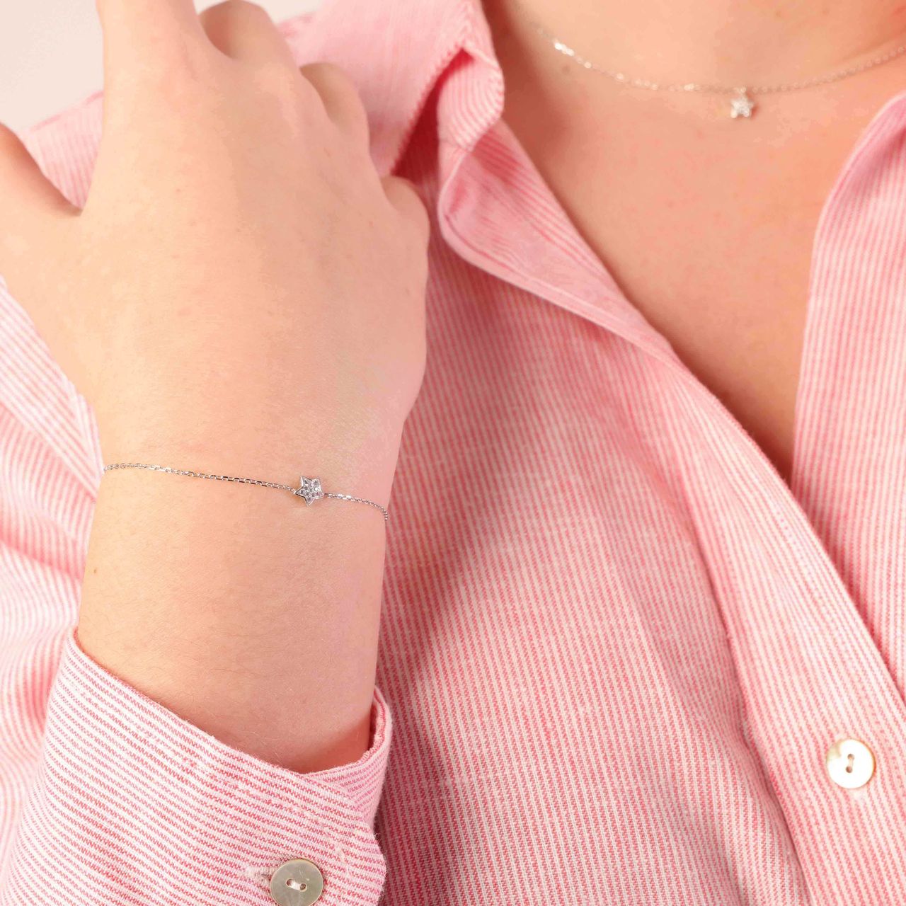 Zilveren armband galaxy ster met zirkonia