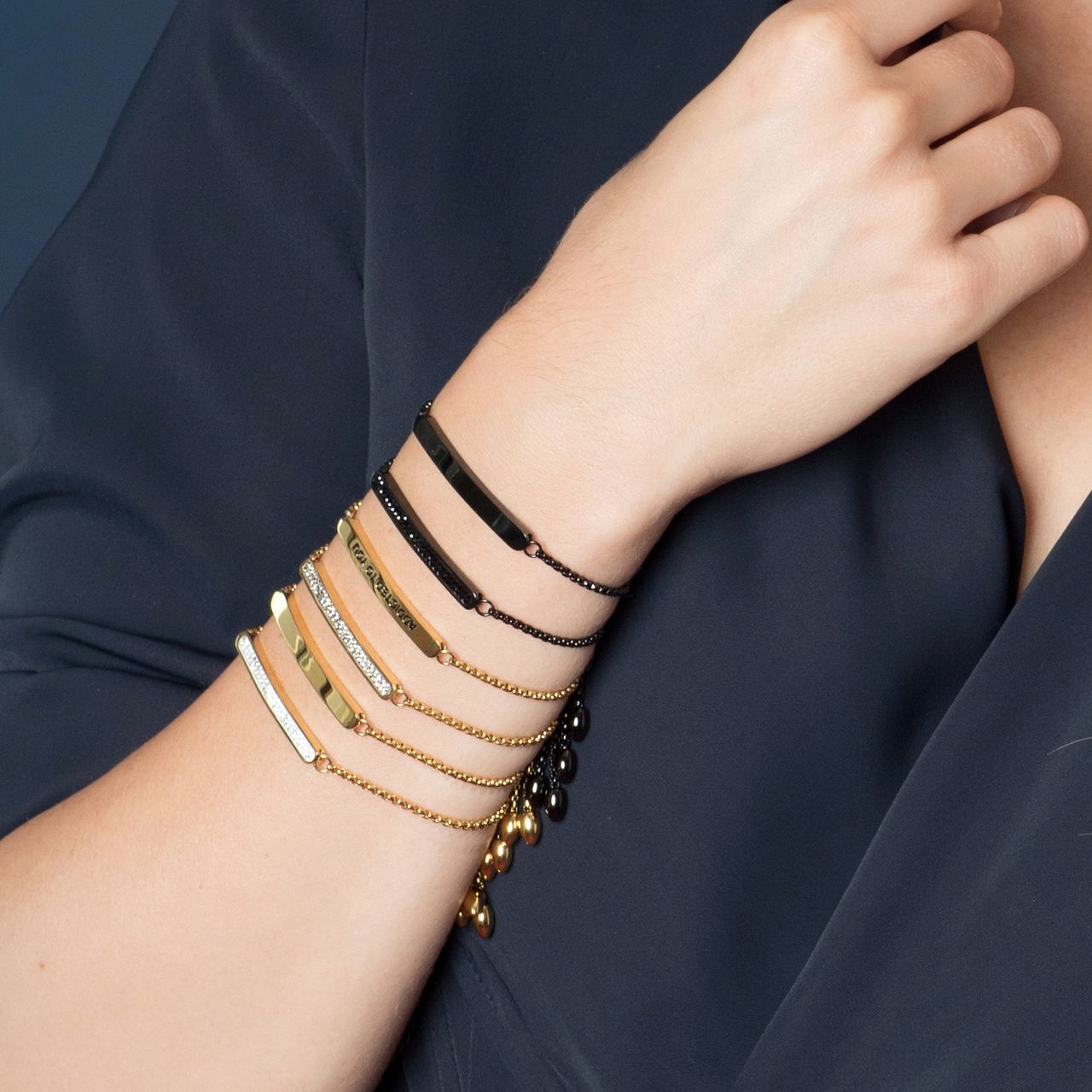 Gerecycled stainless steel plaatarmband blackplated