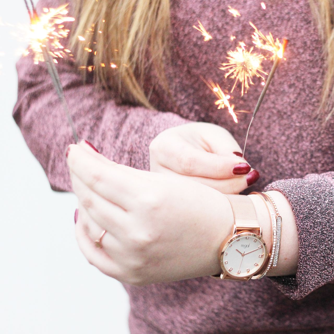 Stainless steel roséplated plaatarmband met kristal voor dames