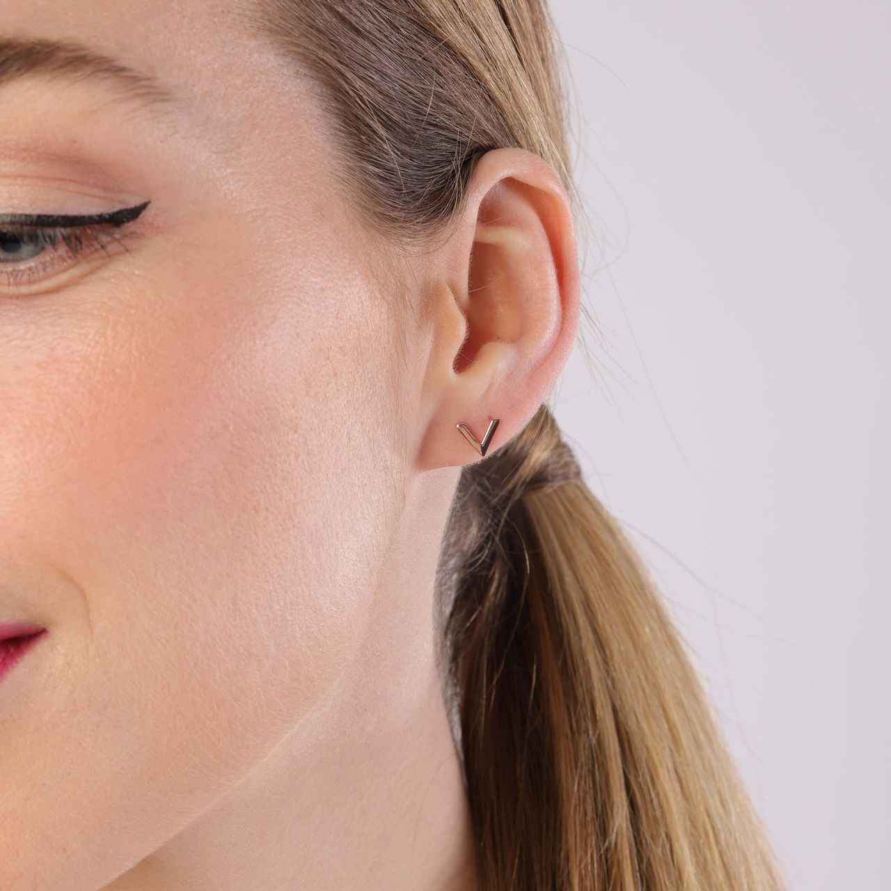 Zilveren oorknoppen roseplated v voor dames